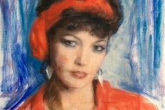 Painting of a woman in red