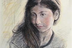 Painting of a young woman with dark hair
